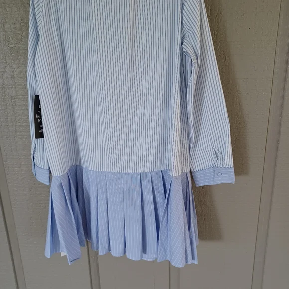 Tuckernuck Tate Stripe Mini Dress Size L Preppy Quiet Luxury Ruffle Cotton Blend - Picture 7 of 12